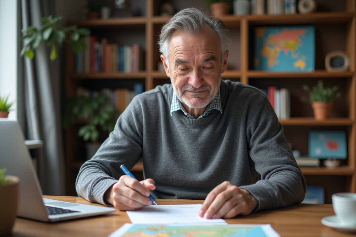 Homme remplissant formulaire de renouvellement de passeport