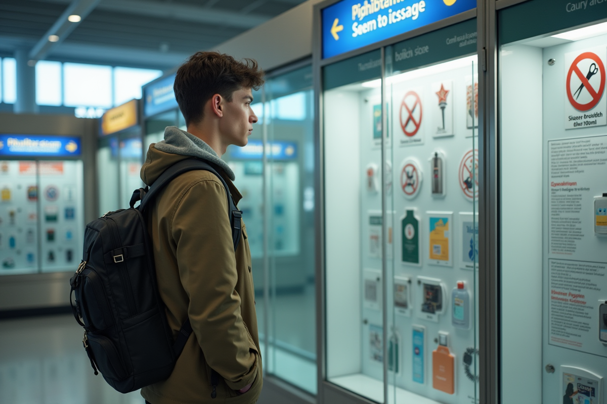Jeune voyageur observant une vitrine d