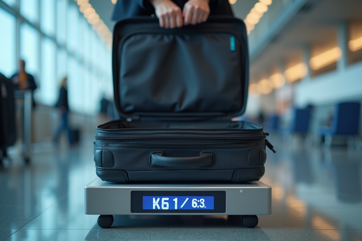 Valise ouverte sur une balance d