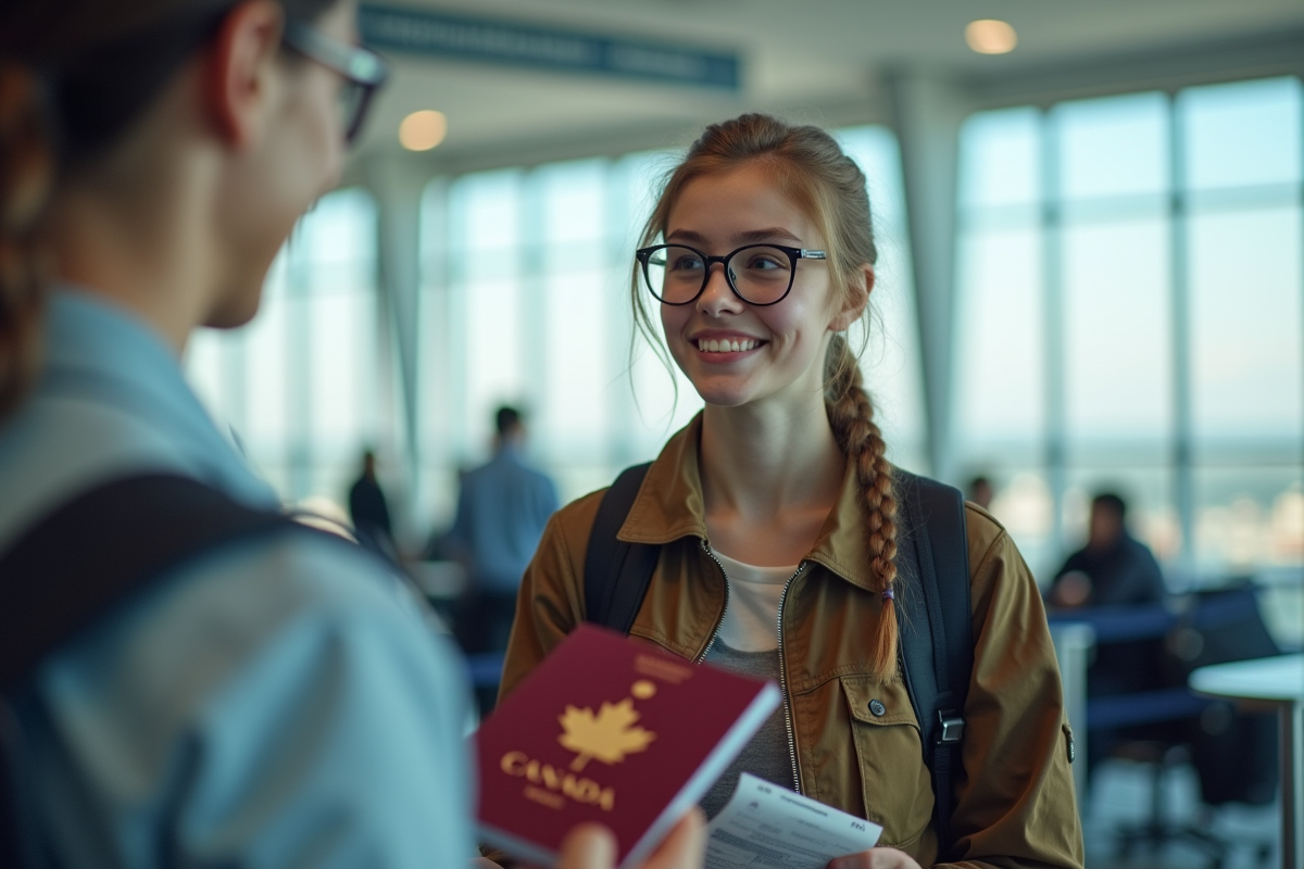 Jeune voyageur à l'aéroport avec passeport et documents de voyage